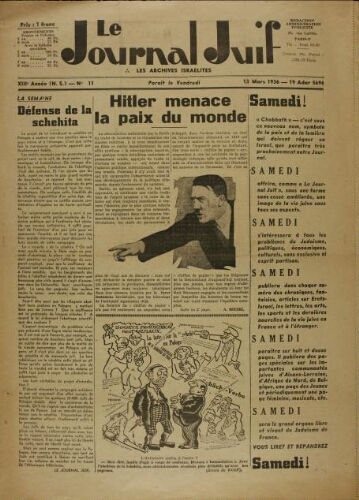 Le Journal Juif N°11 ( 13 mars 1936 )